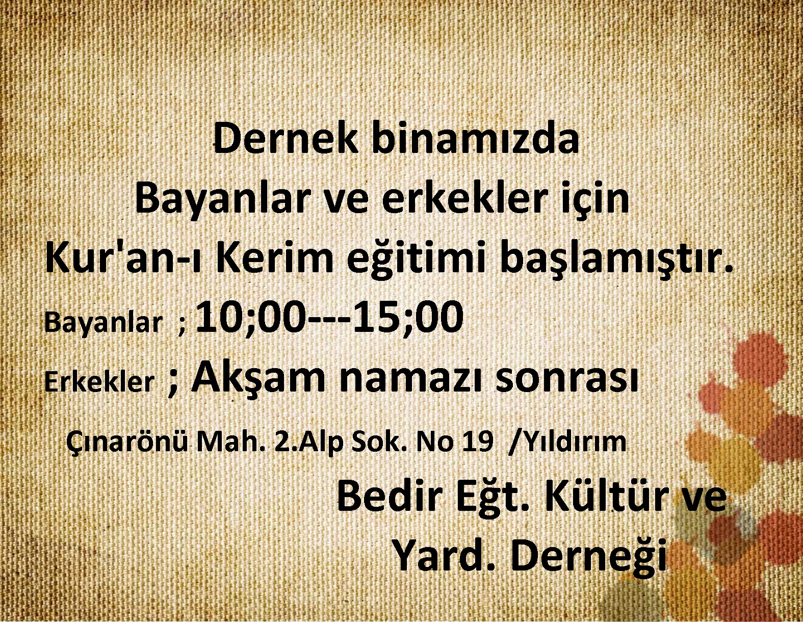 Bayanlar ve Erkekler i�in Kur�an-� Kerim Kursu