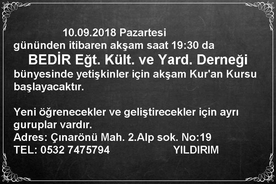 GEN�LER VE YET��K�NLER ���N AK�AM KURAN DERSLER�