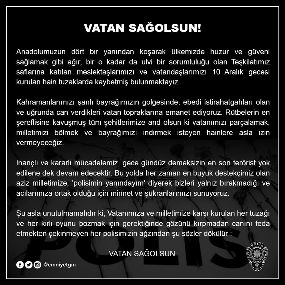 T�RK POL�S� ADINA YAYINLANAN DUYURU