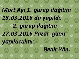 MART AYI DA�ITIM TAKV�M� 