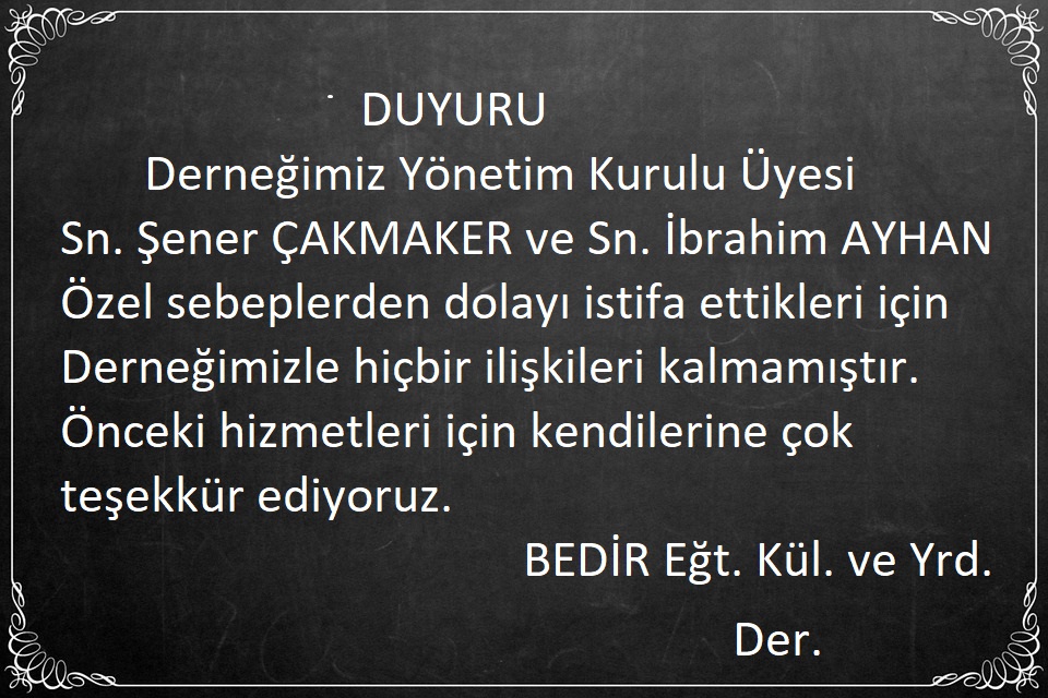 DUYURU VE TE�EKK�R
